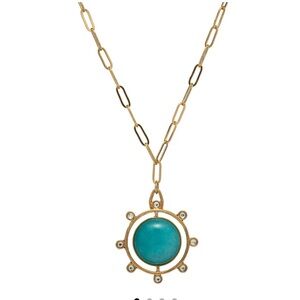 Gold Pendant Necklace with Turquoise Center - Women's Jewelry
